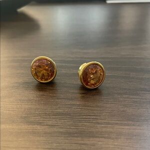 Michael Kors stud earrings gold with amber crystals